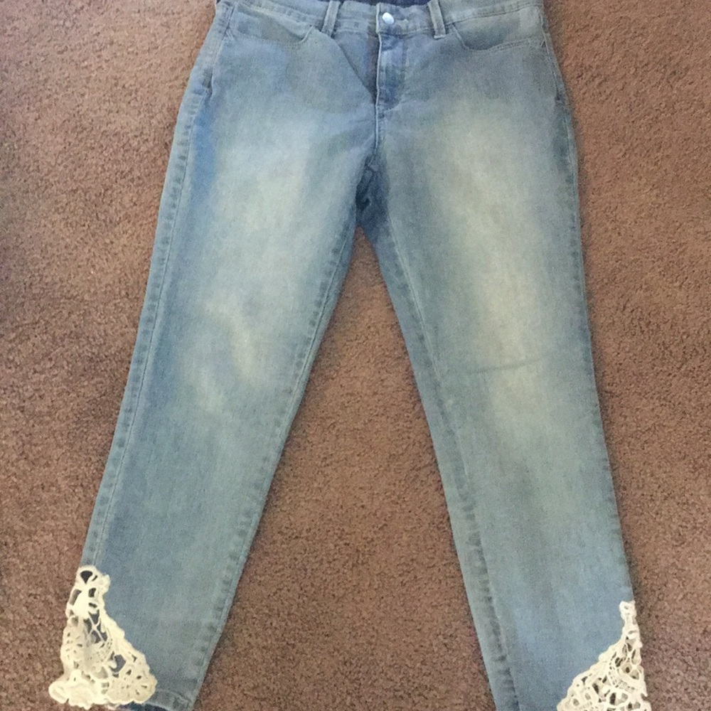 NYDJ Petite Lace Trimmed Jeans